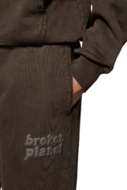 Broken Planet Basics Wide Leg Sweatpants Brown - Image 3