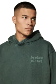 Broken Planet Washed Soot Hoodie - Green - Image 7
